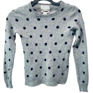 Cynthia Rowley 100% 2-ply Cashmere Gray Polka Dot Sweater Small